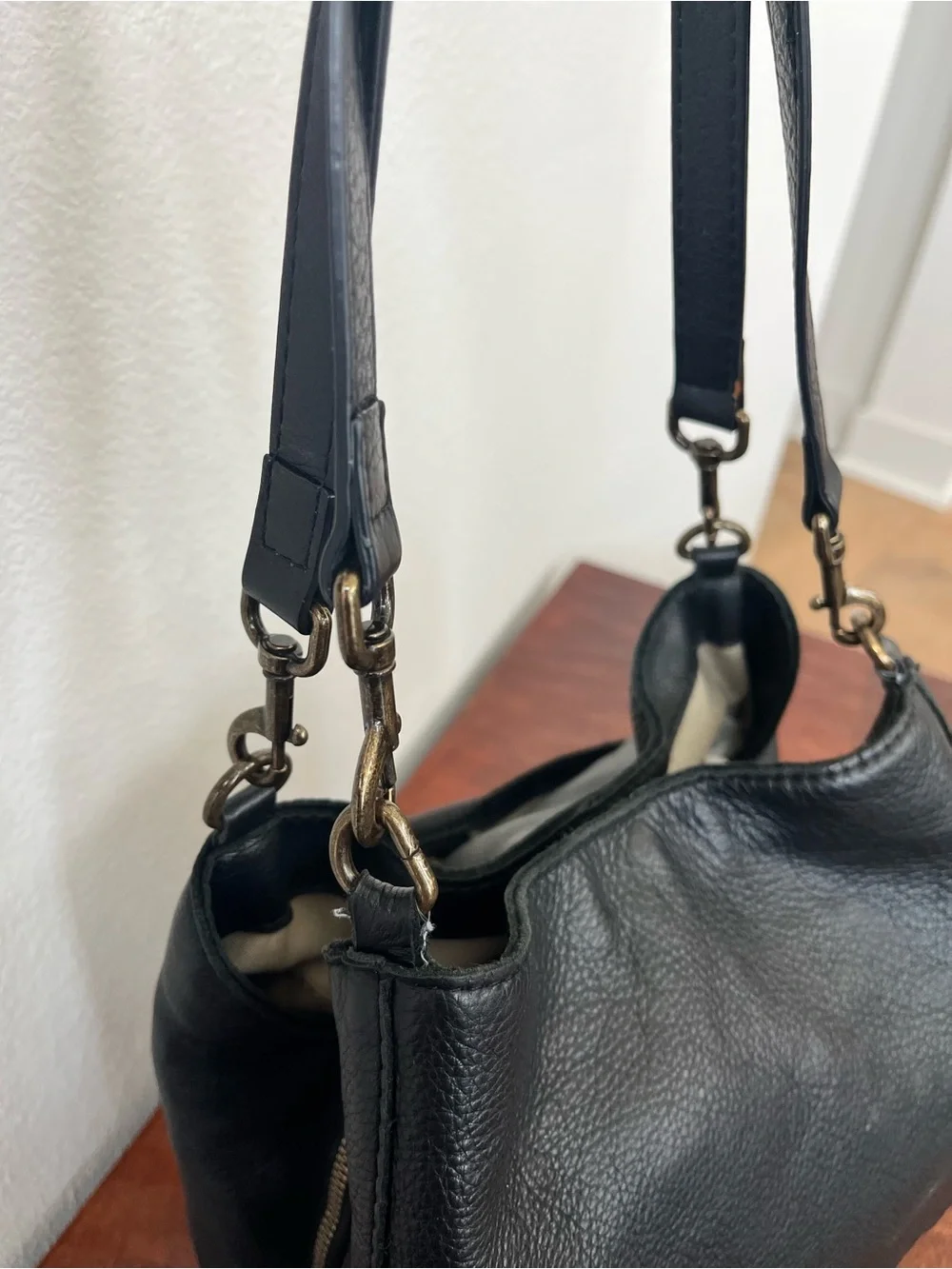 American Leather Hudson Hobo Shoulder Bag Soft Black Leather Purse Handbag